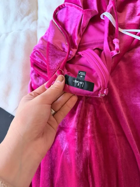 Lulu's Hot Pink Velvet Slip Dress with Spaghetti Straps - Picture 2 of 3